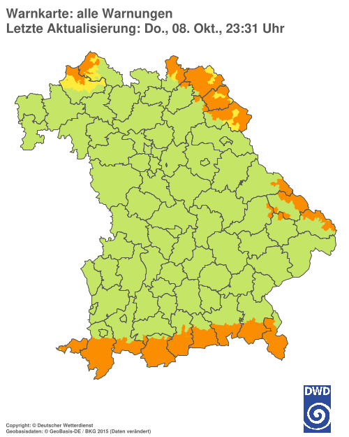 Aktuelle Warnkarte: Bayern
